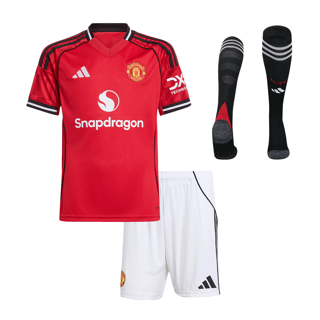 Manchester United Thuisshirt Kit 2025/26 Junior Rood